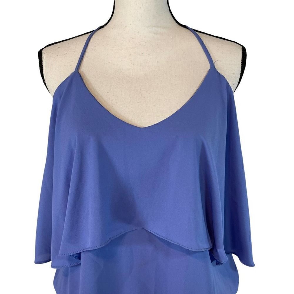 Solemio Los Angeles Georgette Blue Sleeveless Blouse Small - Picture 2 of 10